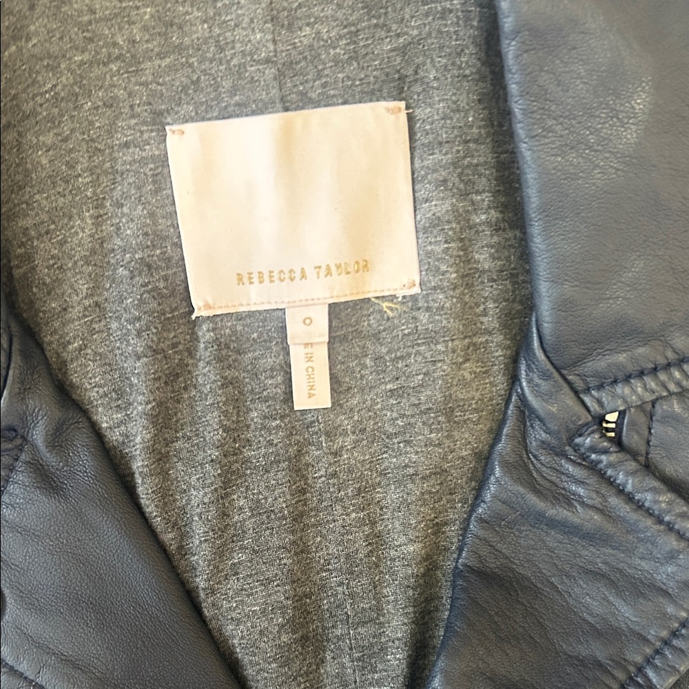 Rebecca Taylor Navy 100% lamb Leather Jacket